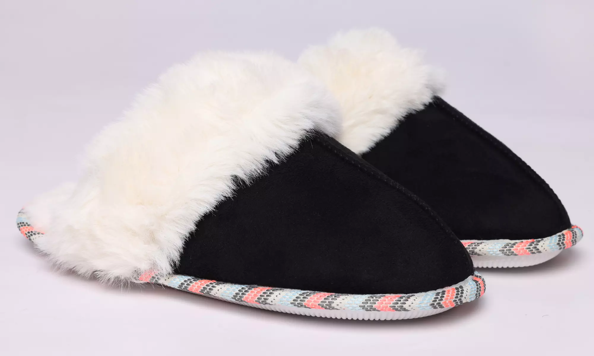Ladies Slip On Faux Fur Slippers