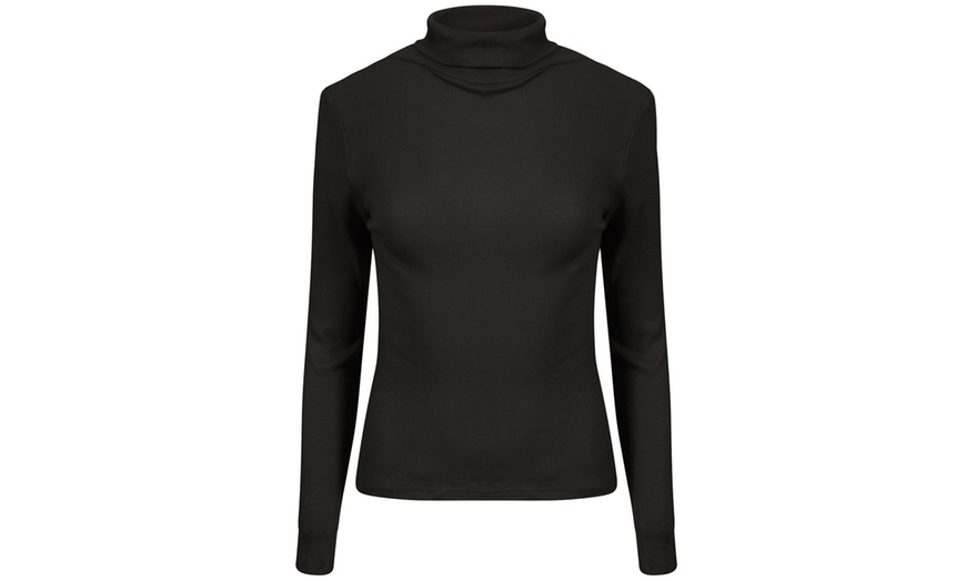 Image 4: Women's Ribbed Polo Neck Tops