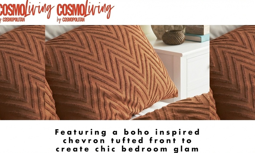 Image 4: Cosmo Living Tufted Embossed Terracotta Duvet Set