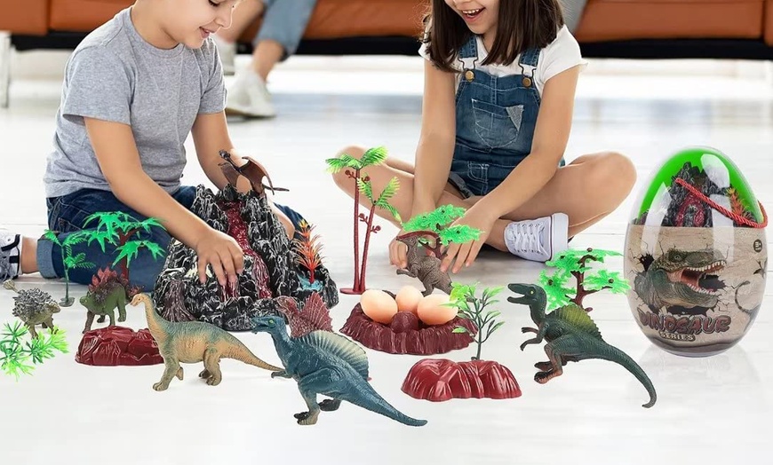 Image 3: 30-Piece Dinosaur Realistic Figures Play Set with Dino Egg 