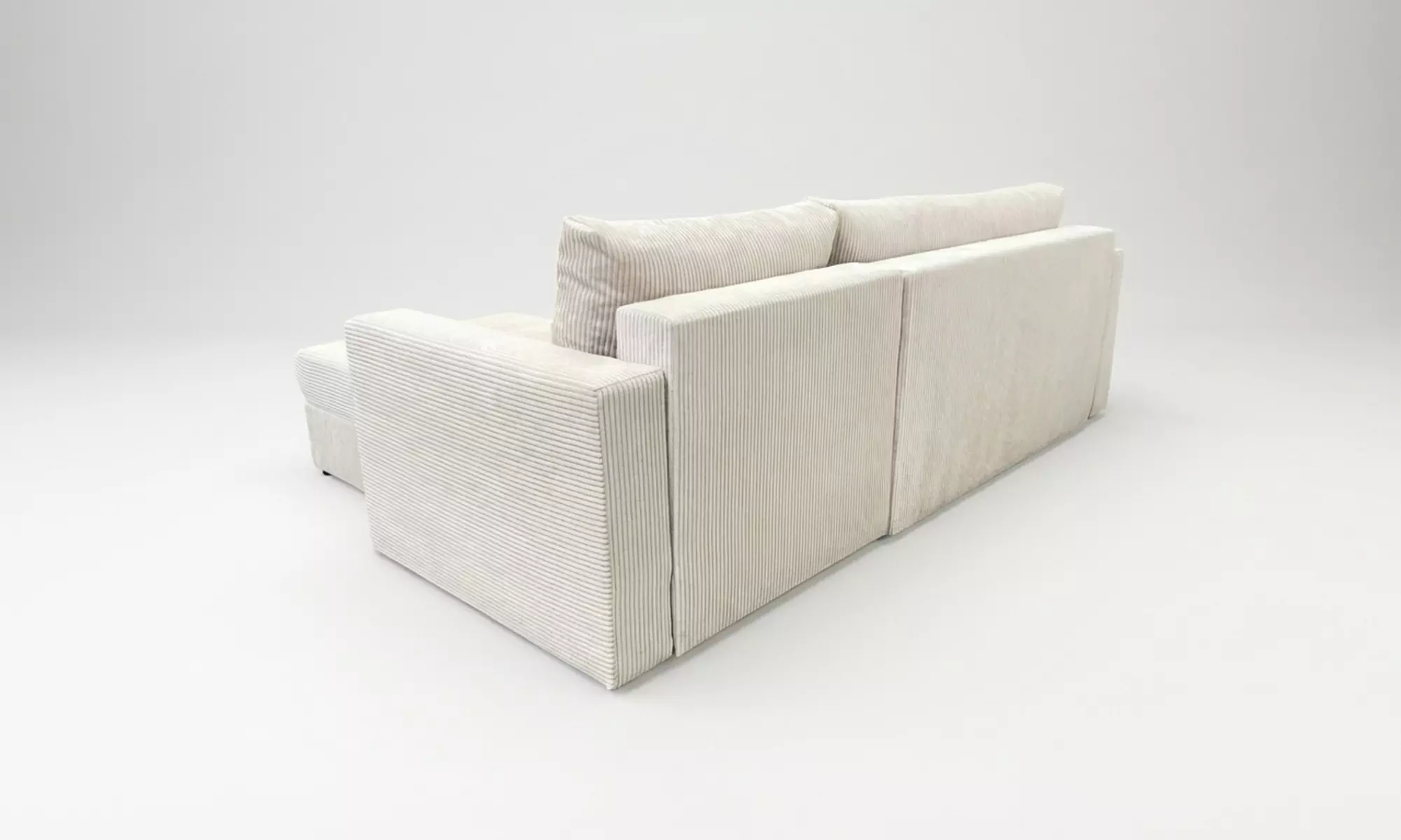 Canapé d'angle convertible "Farah" velours côtelé beige