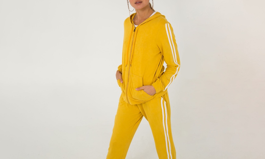 Image 9: QED London Supersoft side stripe tracksuit