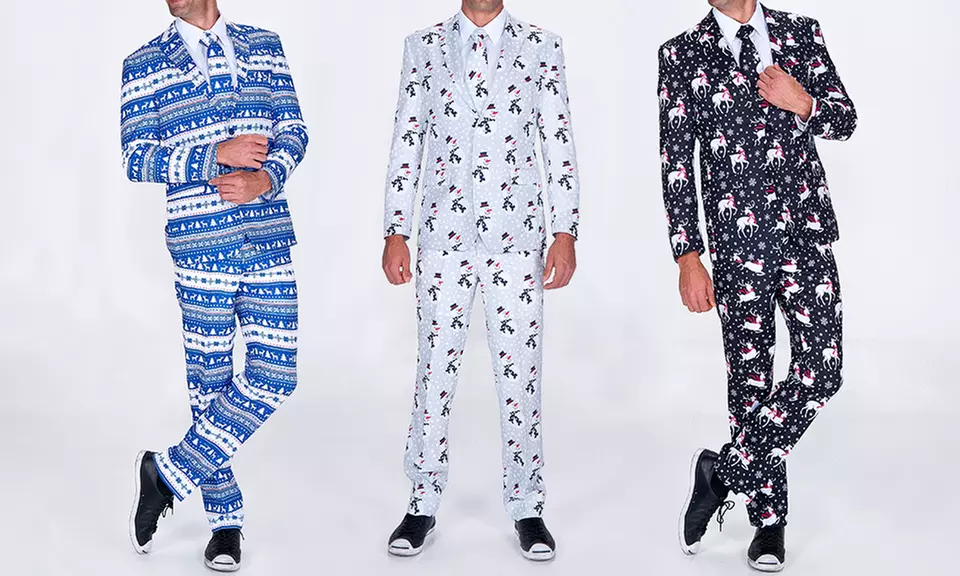 Braveman Ugly Christmas Suit with Matching Tie  - Primary Image