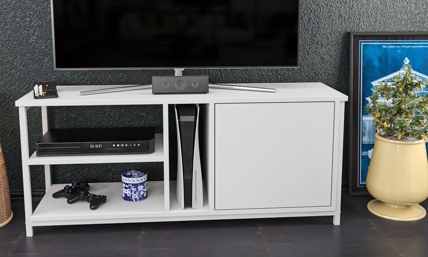 Image 12: Neola Media Television Stand with Open Shelves and Cabinet