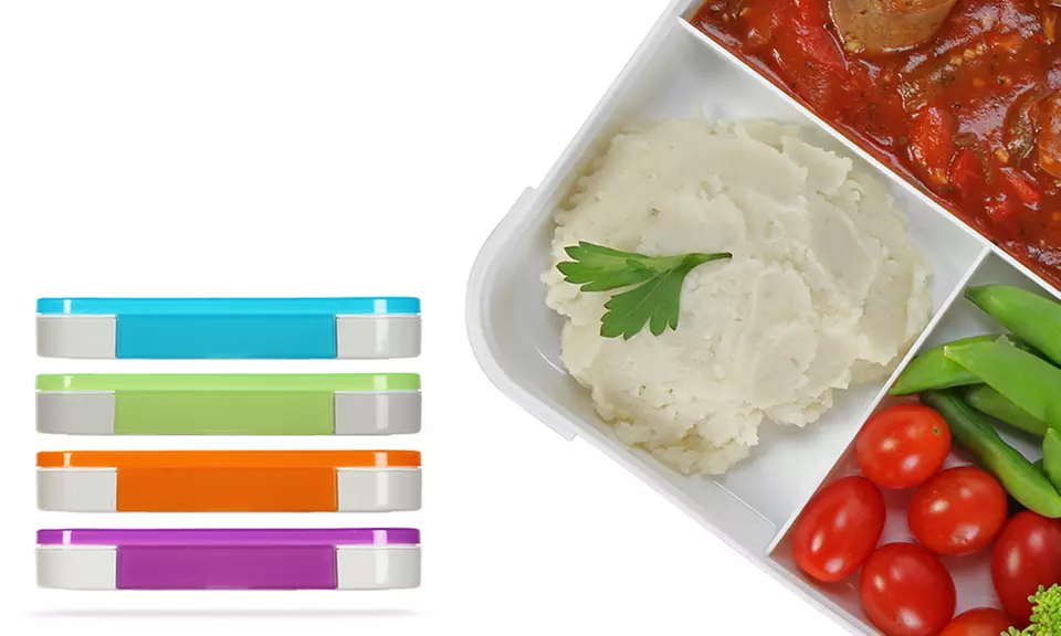 Leakproof 3-Compartment Bento-Style Lunch Box with Snap-On Lid - Primary Image