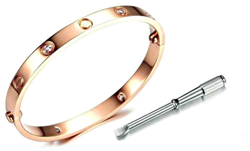 Image 7: Gold-Plated Love Bangle