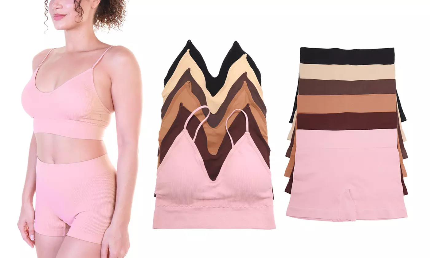 Angelina 6-Pack Seamless Bralettes & Boyshorts (Sold Separately)