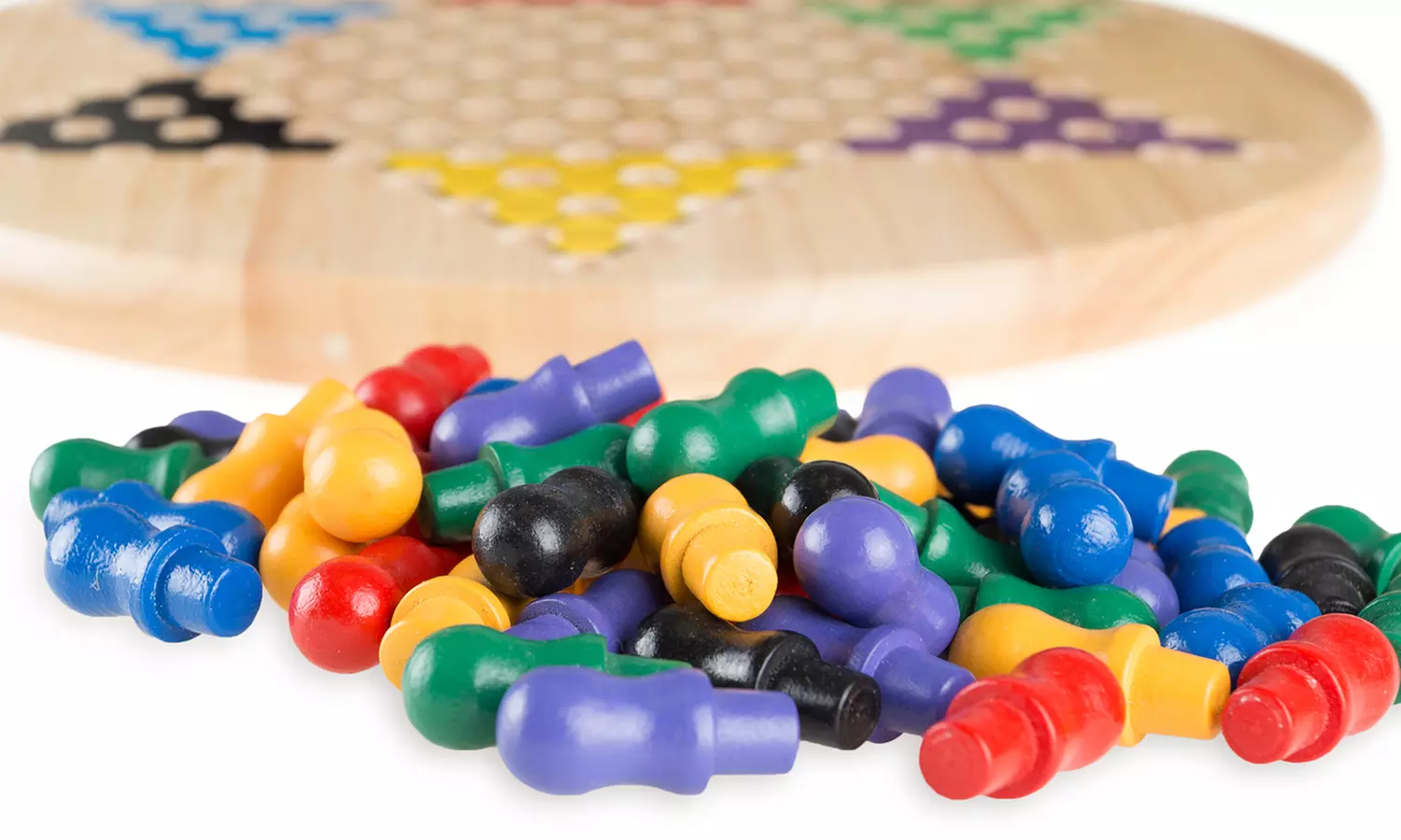 Hey! Play! Chinese Checkers Game Set with 11" Wooden Board and Pegs - Second Medium