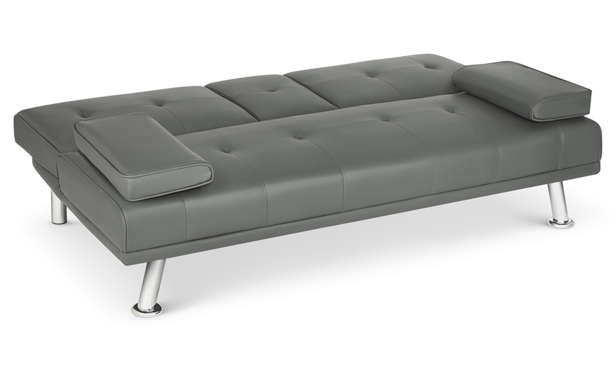 Image 27: Three Seater Sofa Bed with Cup Holders