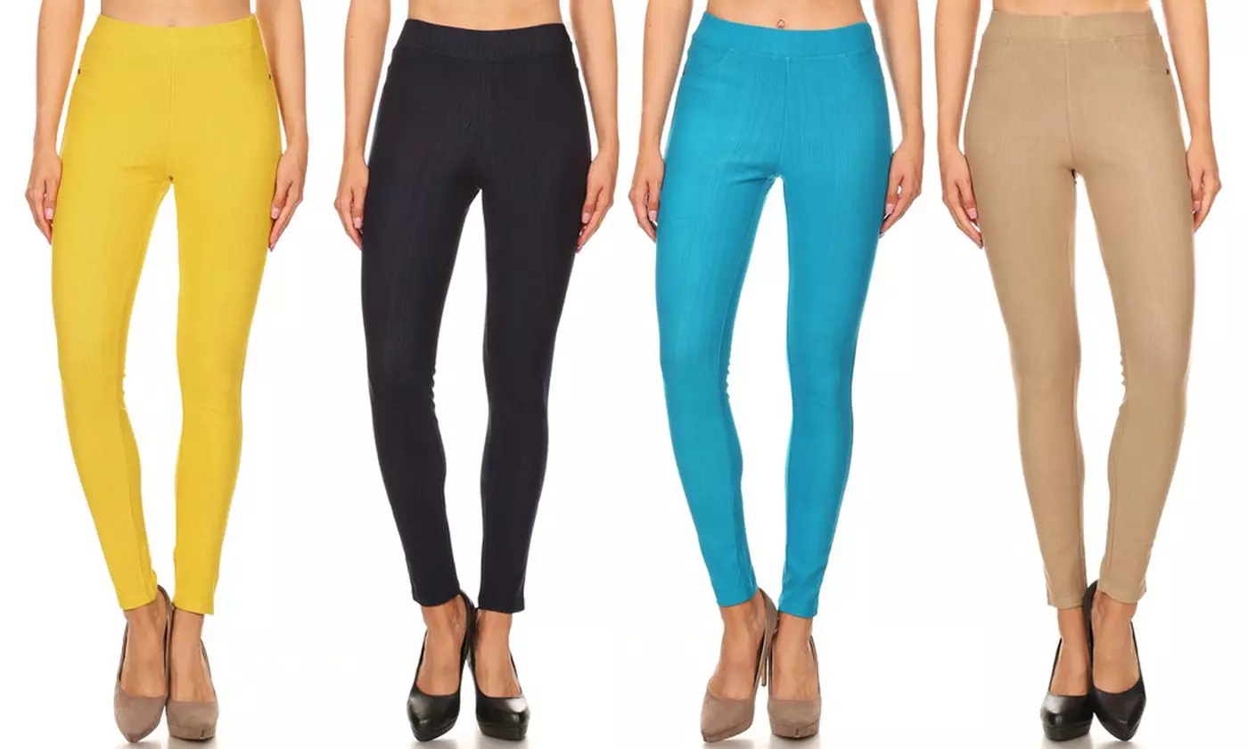 Women's High-Waisted Soft Cotton Knit Denim Jeggings - Primary Image