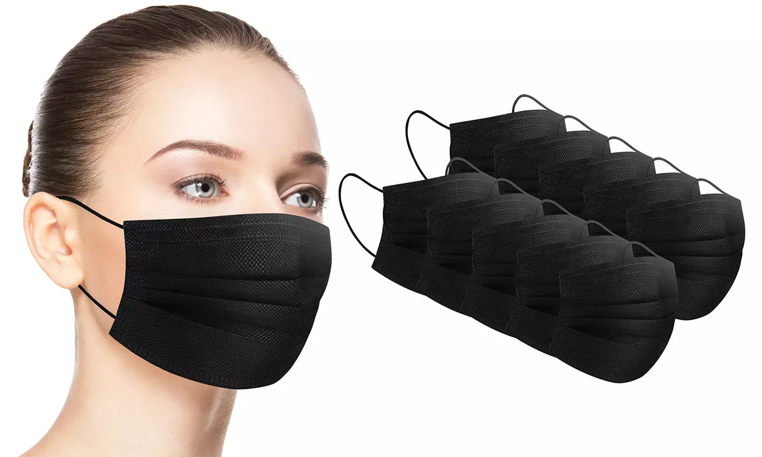 Disposable Non-medical 3-Ply Black Face Masks (50-Pack) - Primary Image