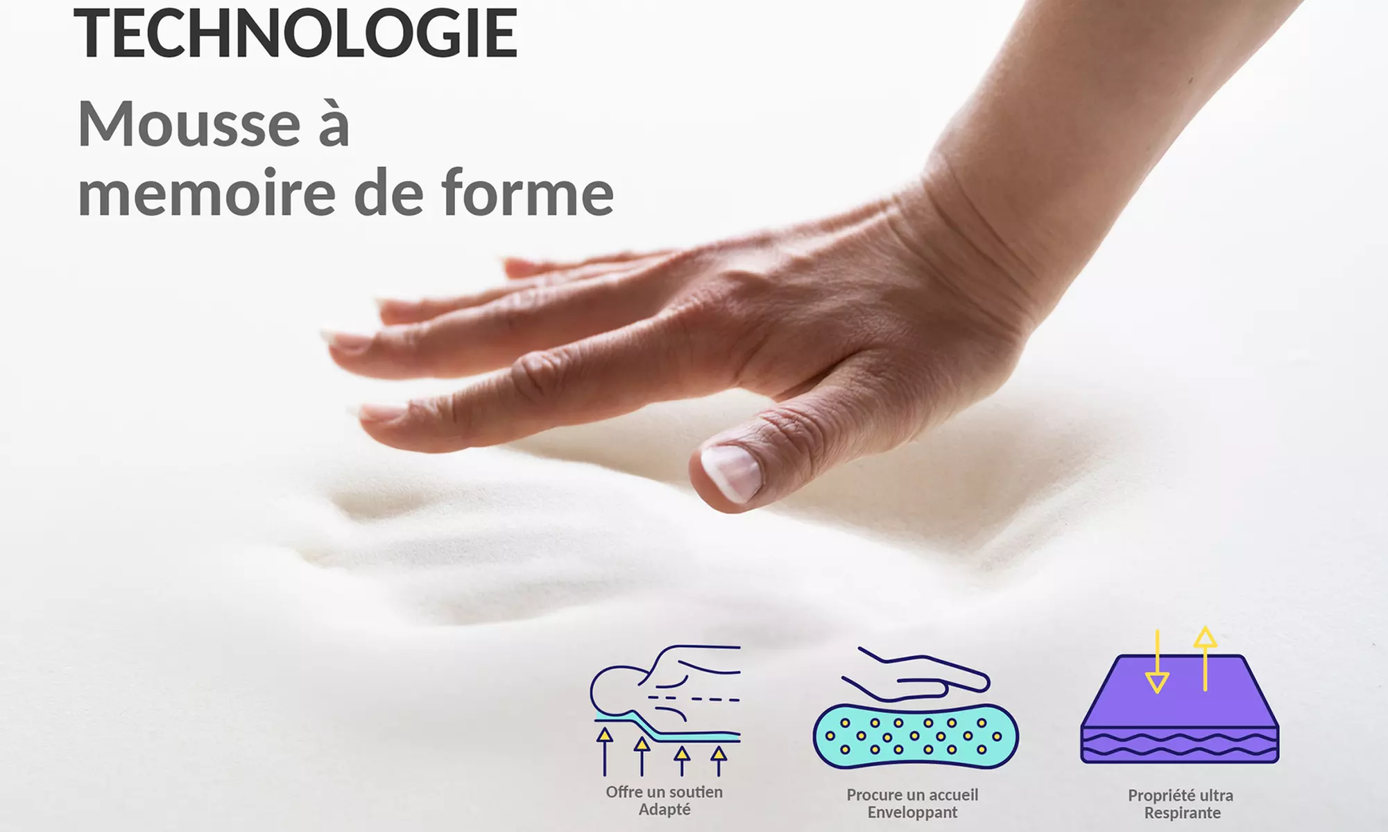 Oreiller Douceur à mémoire de forme pour un confort optimal, Sampur