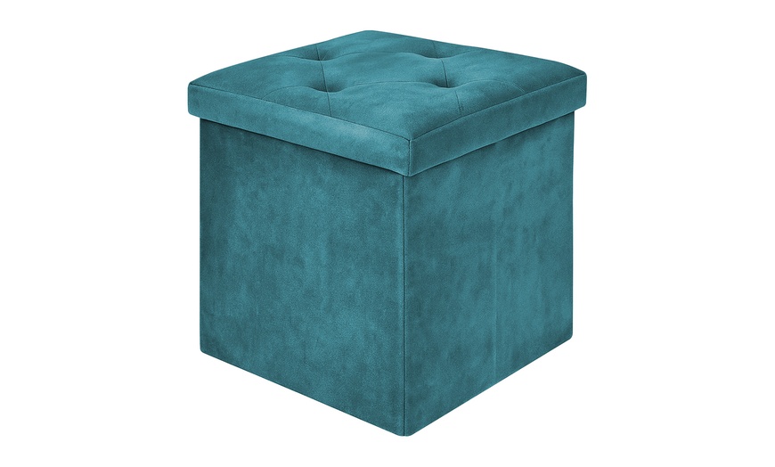 Image 18: Puff cuadrado con tapizado de terciopelo