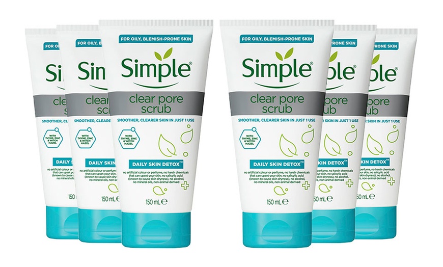 Image 3: 3, 6 or 12 Simple Daily Skin Detox Clear Pore Scrubs 150ml