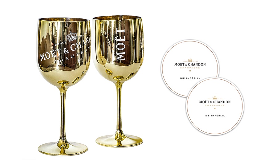 Image 4: Moet Glasses with Coasters