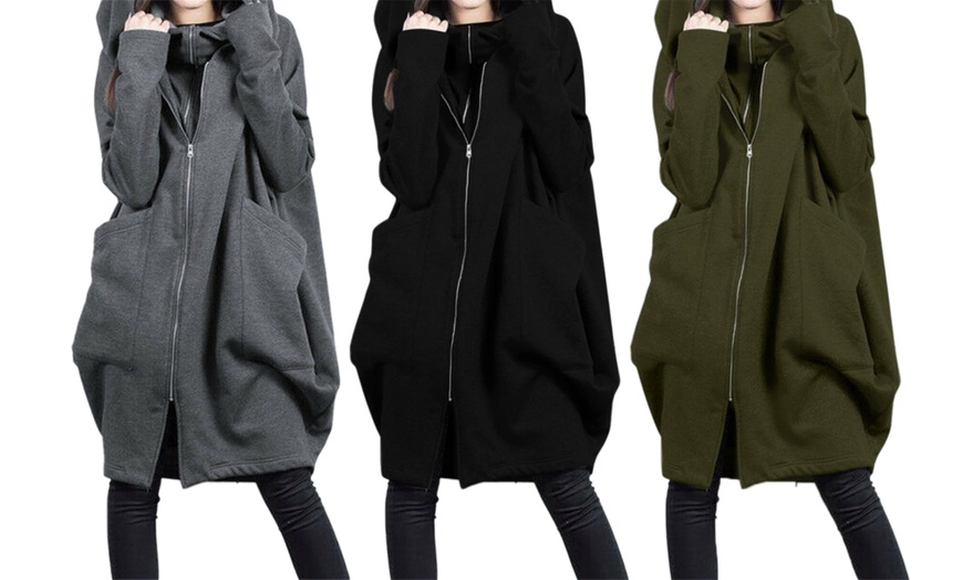 Image 1: Hooded Zipper Sweatshirt