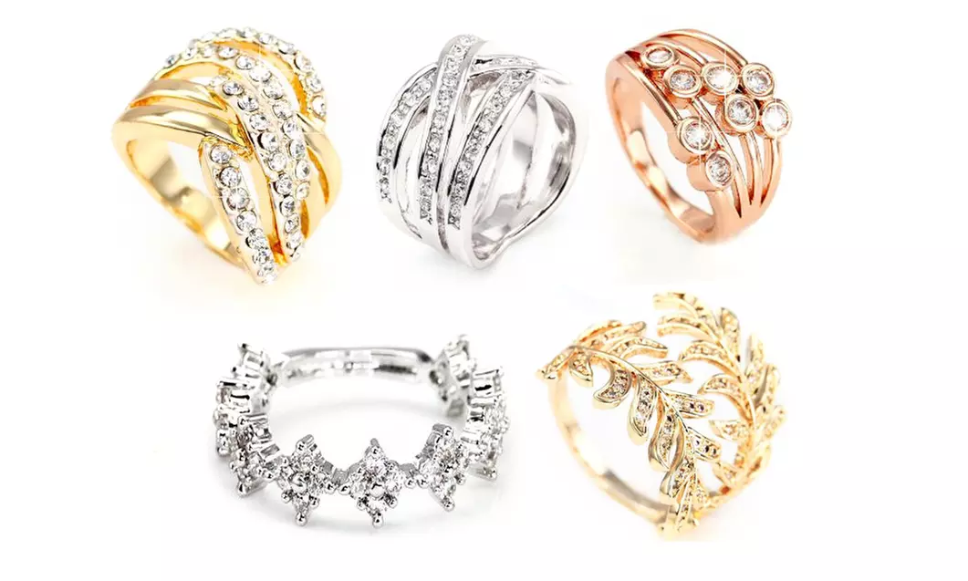 Bagues en cristaux Swarovski ® ornés d'un placage en or 18k