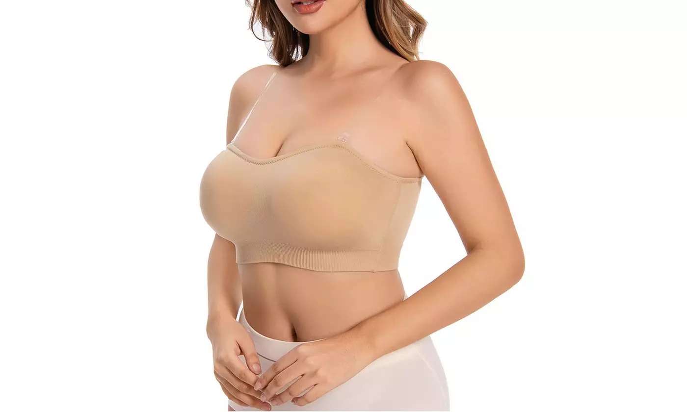 Women Strapless Bralette Seamless Bandeau Padded Tube Top Bra