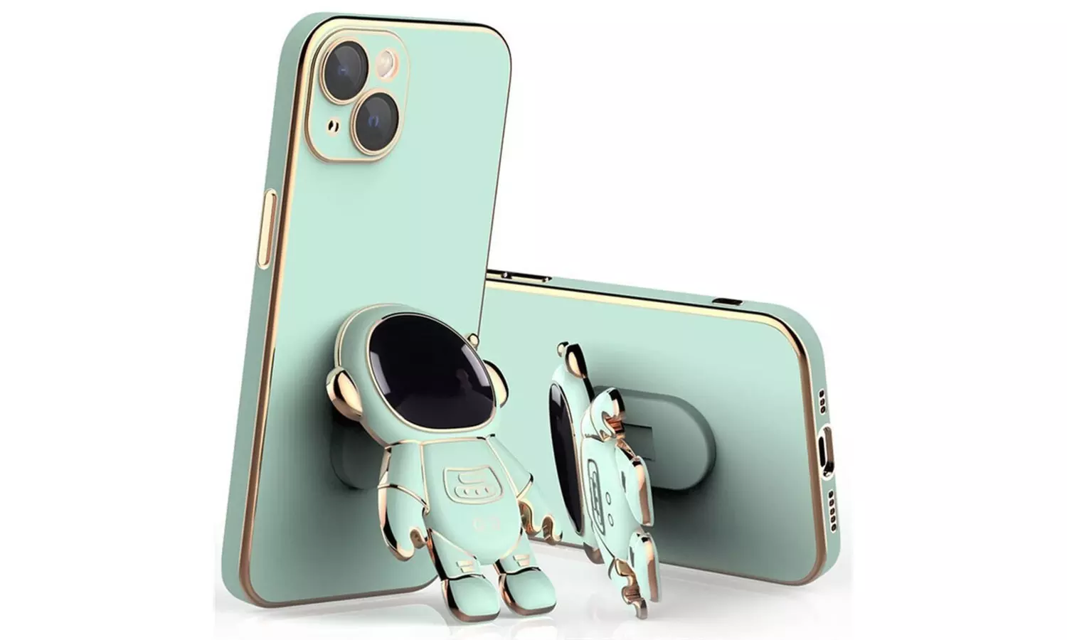 Astronaut Stand Phone Case Plating Silicone Cover For iPhone 12 Pro MAX 11 XS