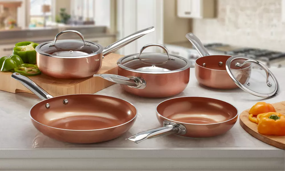 Two-, Three- or Five-Piece Cooks Professional Copper-Ceramic Pan Set - Primary Image