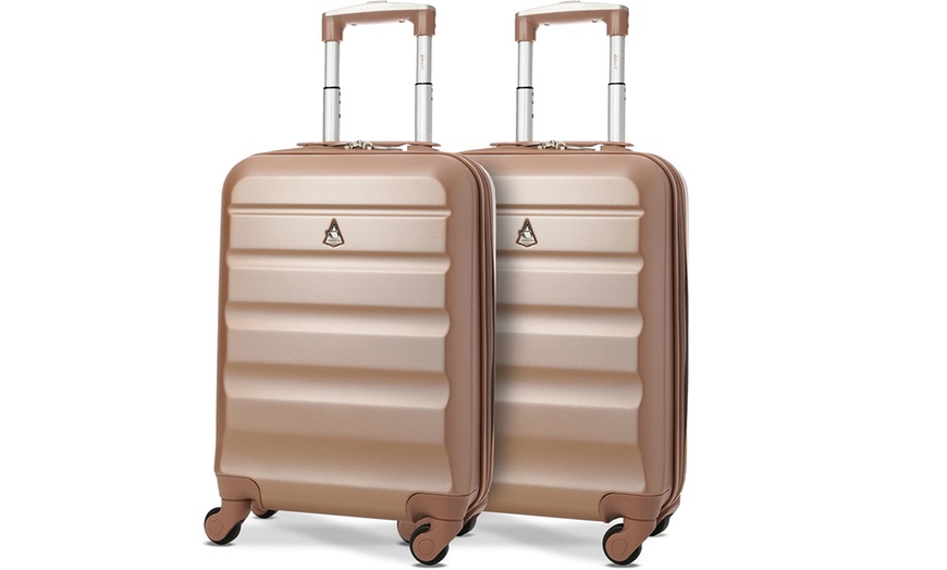 Image 6: Aerolite 4 Wheel Hard Shell Cabin Luggage Suitcase