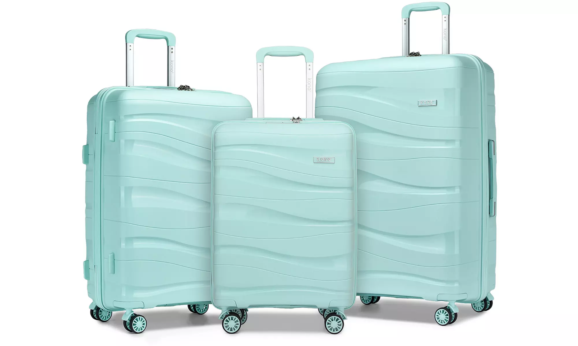 1 of 3 mintgroene koffers