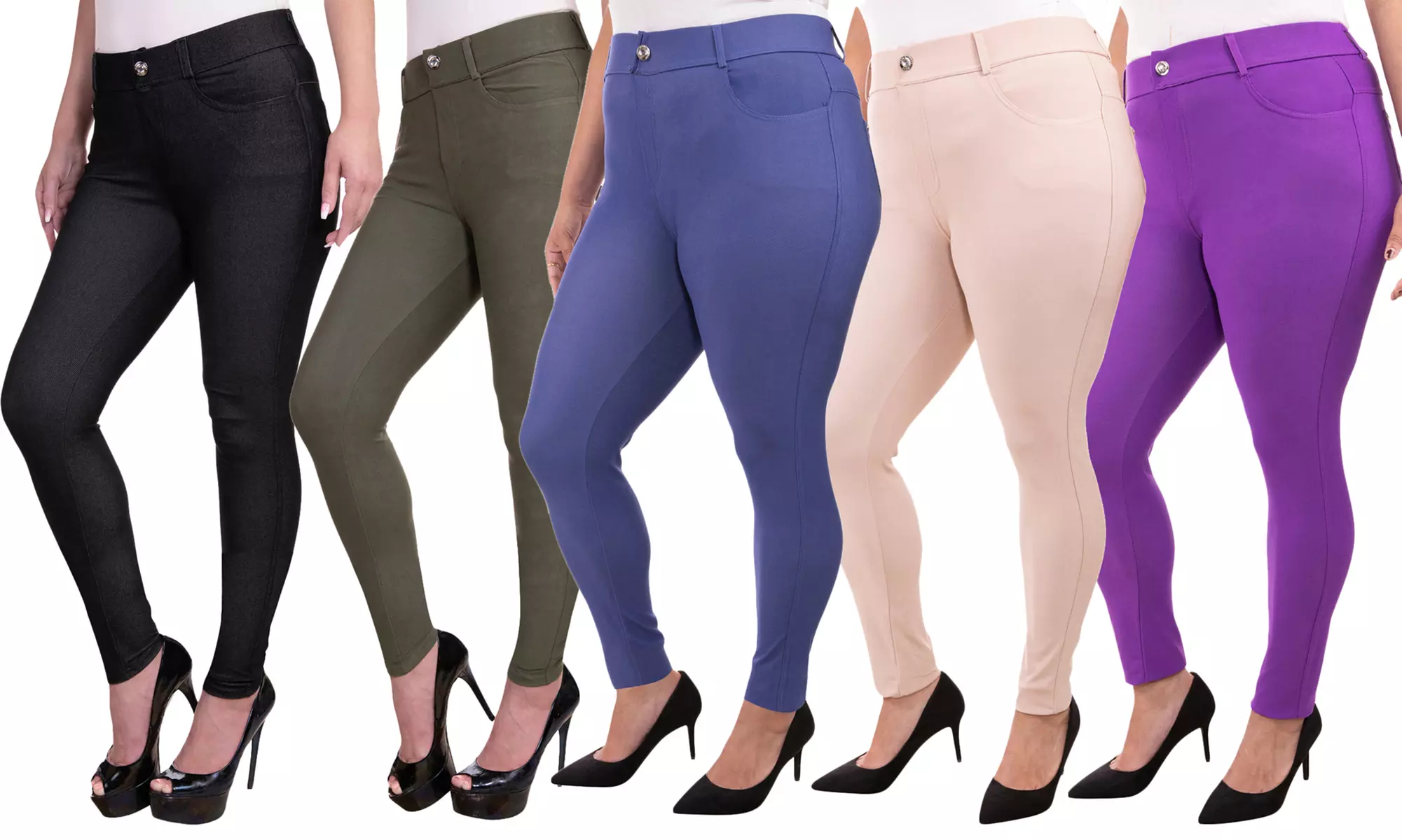 5-Pack Women's Jeggings and Leggings. Plus Sizes Available. - Primary Image