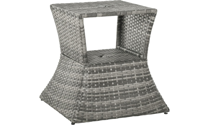 Image 3: Outsunny Outdoor Rattan Coffee Table