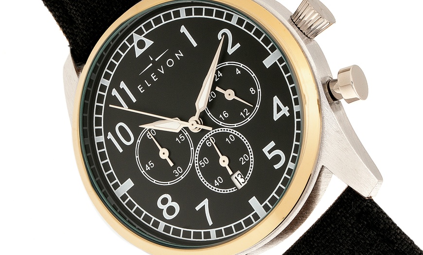 Image 27: Elevon Leather-Band Men's Watch