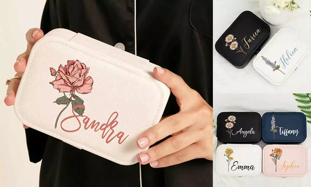 Travel in Style: Personalize Your Jewelry Case w/ Birth Month Flowers!