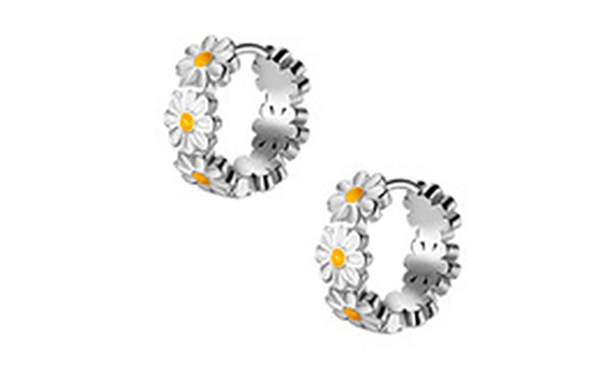 Image 1: Small Hoop Daisy Earrings