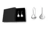 Italian Sterling Silver Puffed Teardrop Earrings With Giftbox