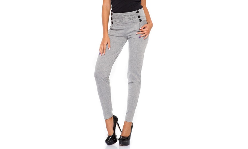 Image 4: High-waisted Three-Button Pants