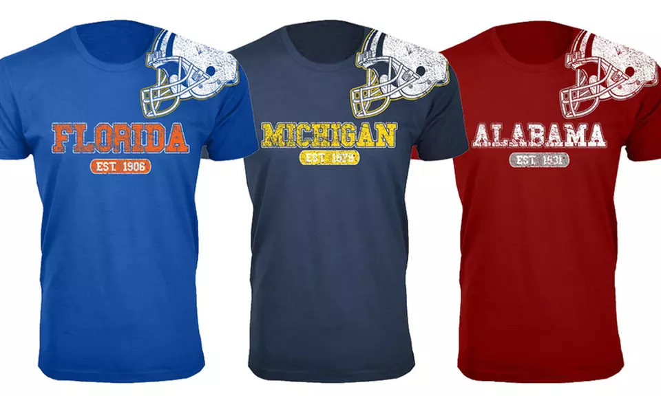 Men's Awesome College Football Helmet T-Shirts (S-3XL) - Primary Image