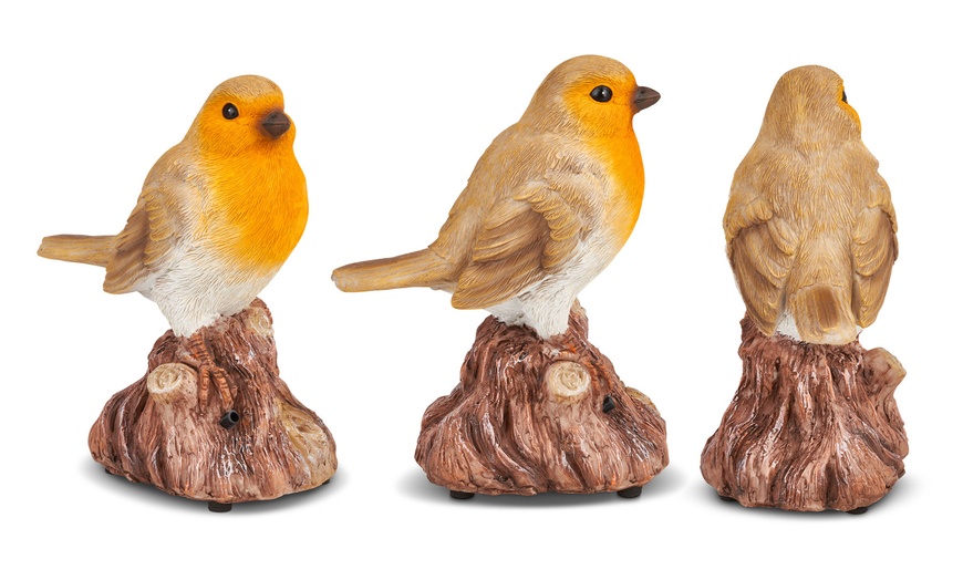 Image 4: One or Two Electronic Singing Robin Ornaments