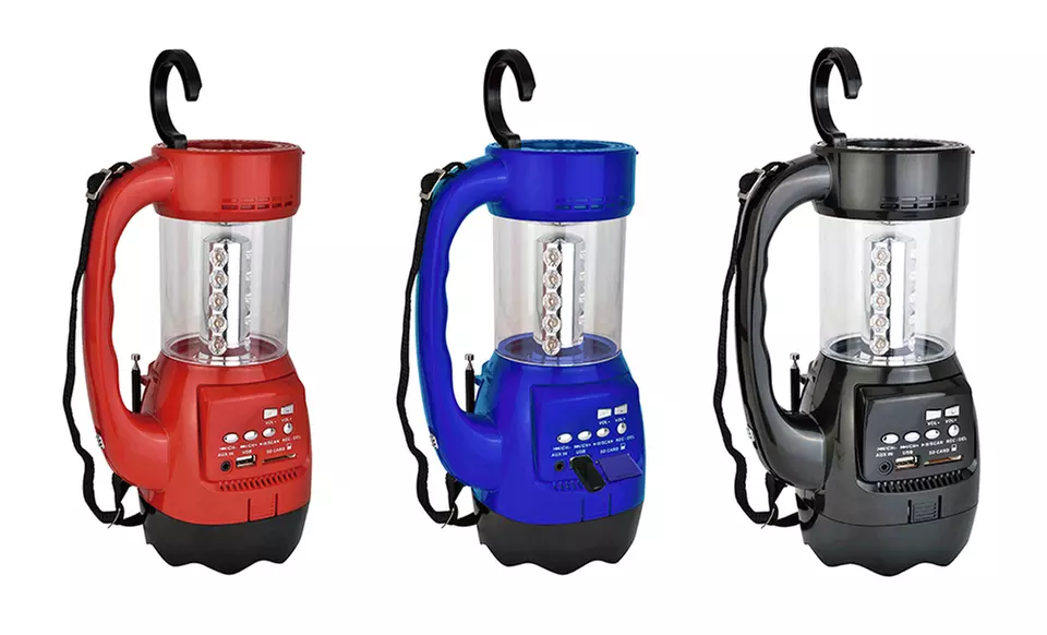 Emergency Flashlight/Lantern with FM Radio, USB/SD Recording, and Built-in Rechargeable Battery - Primary Image