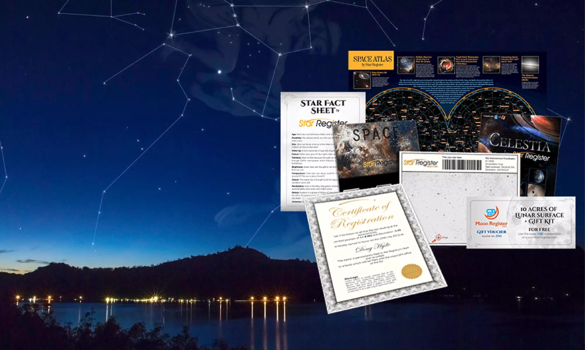 39 zł: gwiazda ze spersonalizowanym certyfikatem, fotoksiążką, Atlasem Świata i więcej z Starregister - Primary Image