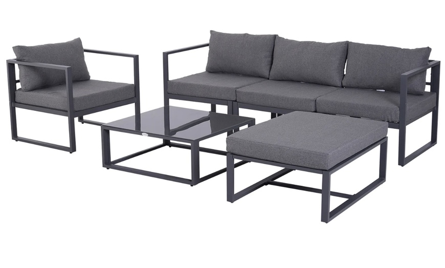 Image 2: Outsunny Sectional Sofa Set with Thick Padded Cushions