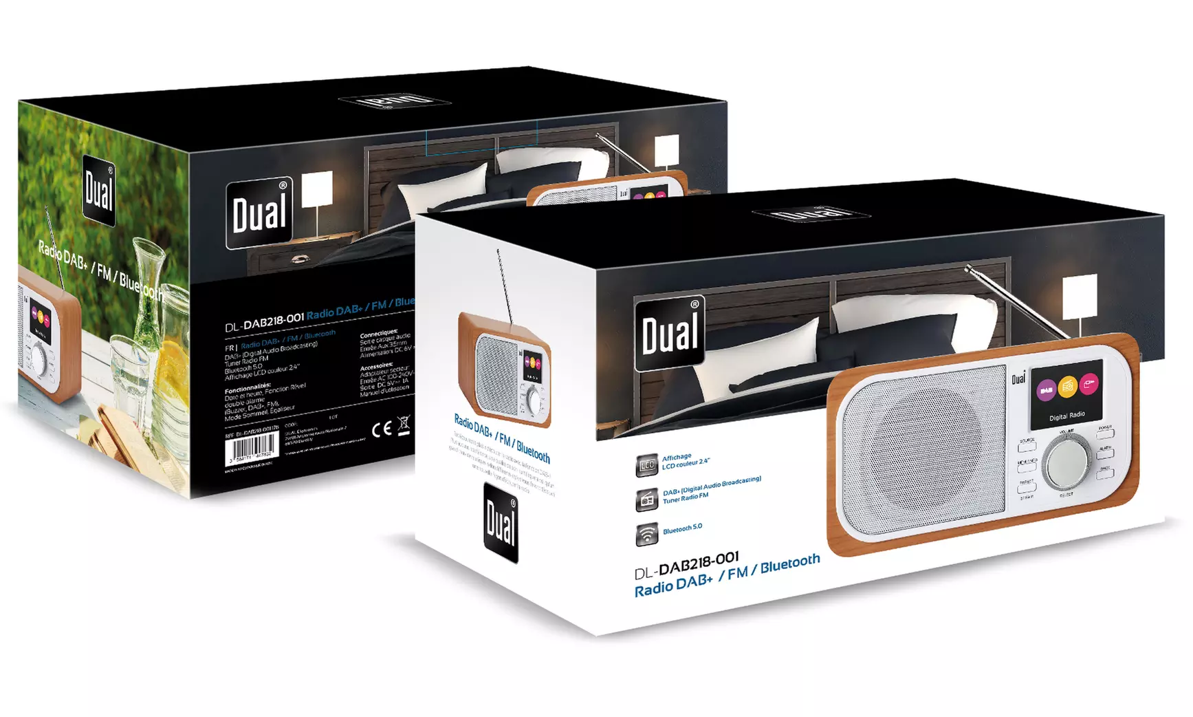Enceinte radio réveil numérique Bluetooth, en bois - Dual - Second Medium