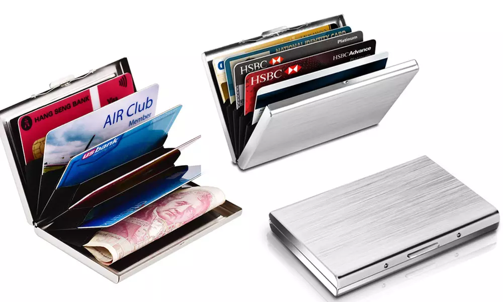 1x oder 2x Edelstahl-Kreditkarten-Etui mit RFID-Schutz