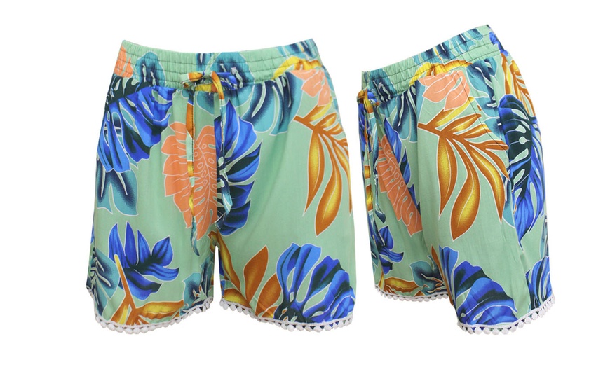 Image 15: Printed Pom-Pom Hem Cotton Shorts