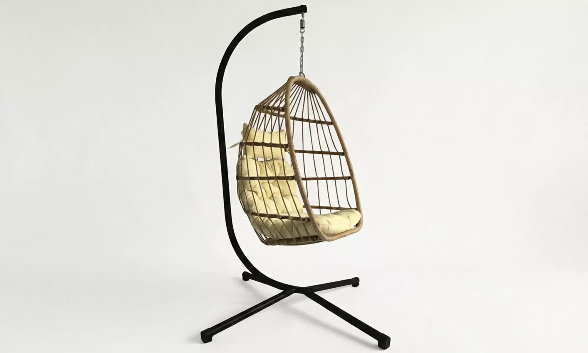 Luxury Garden Hanging Egg Chair with Plush Cushion and Headrest