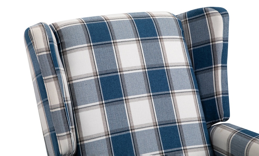 Image 6: Homcom Plaid Recliner Armchair