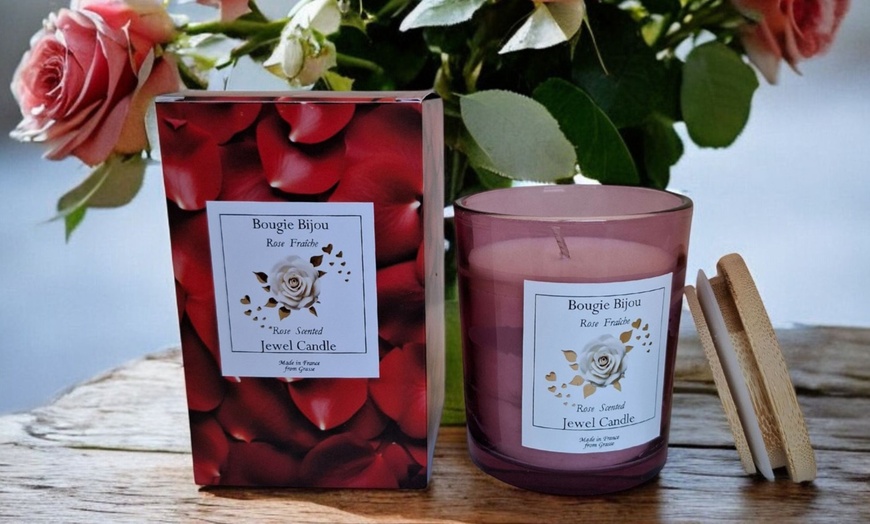 Image 1: Candela profumata alla rosa con gioiello a sorpresa