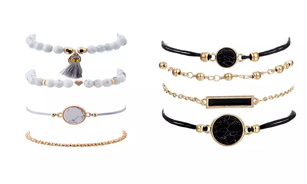 1x oder 2x 4-teiliges Armbänder-Set im Boho-Stil für Damen