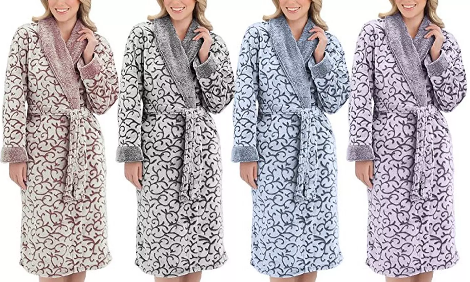 EZI Women's Jacquard Fleece Robe. Plus Sizes Available. - Primary Image