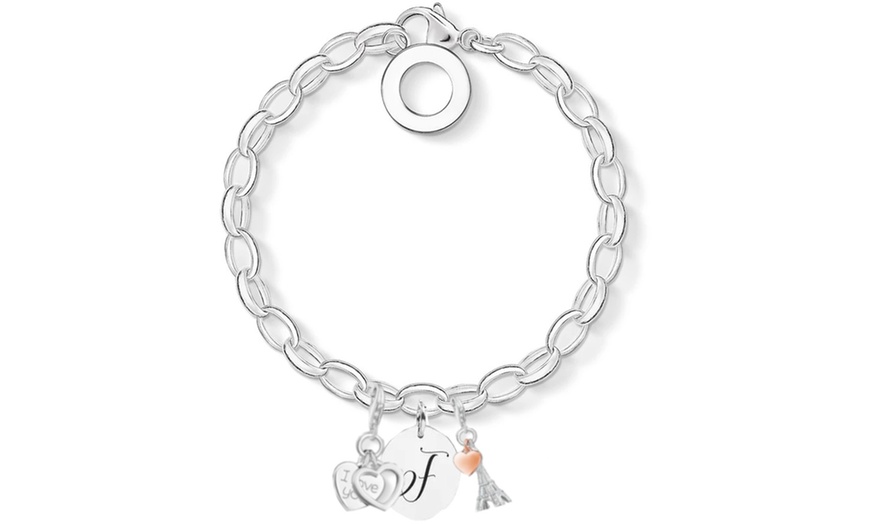 Image 7: Initial Charm Bracelet Made with Crystals from Swarovski®