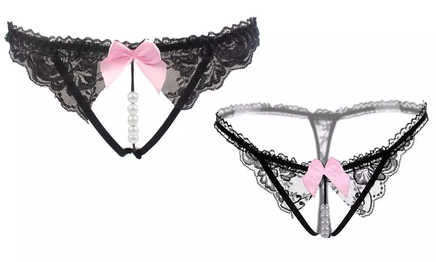 Lace Crotchless Thong with Stimulation Beads | Groupon Goods