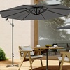 Image 2: Large 3m Grey Cantilever Parasol with Multiple Base Styles 