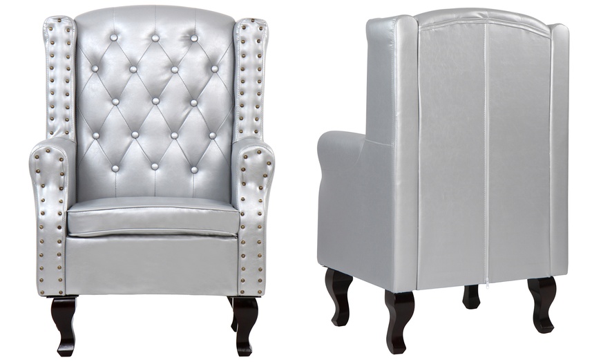 Image 17: Faux Leather Armchair and Footstool 